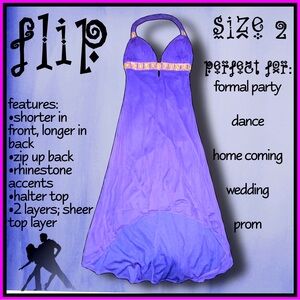 FLIP purple and rhinestone halter formal/ prom DRESS size 2